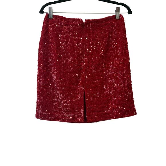 Newport News Easy Style Sequins Red Short Skirt Size 6 Back Zipper and Slit - Picture 2 of 6